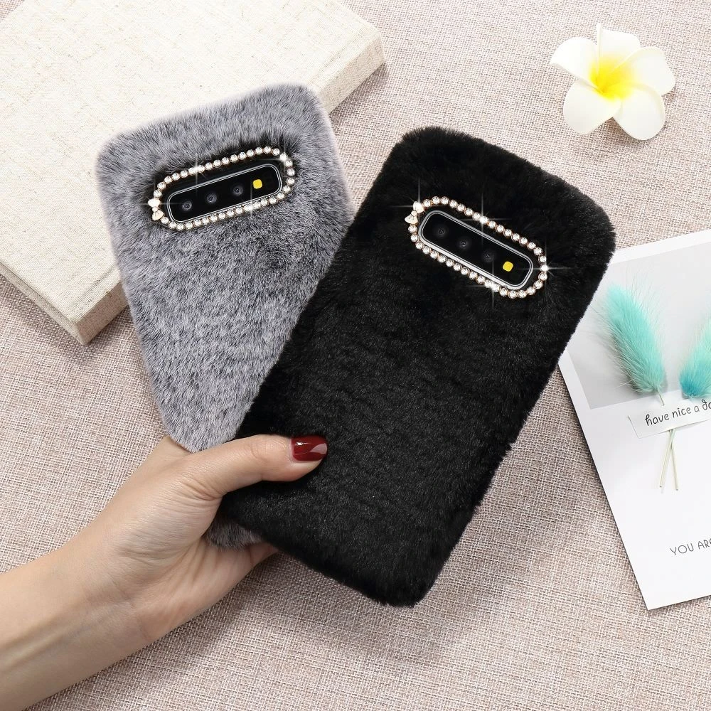 LCHULLE милый теплый Пушистый чехол для samsung S8 S9 S10 S7 Edge S10e Note10 Plus Мягкий Плюшевый чехол для телефона Coque Capas