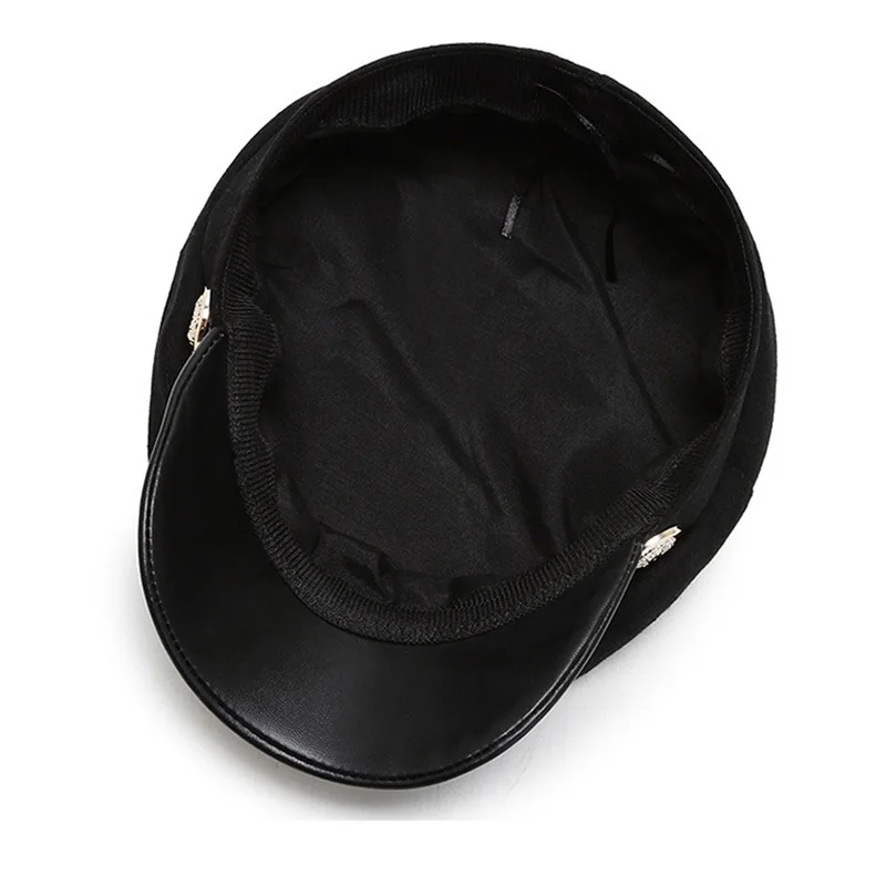 Sun Casual Military Caps Woman Cotton Beret Flat Hats Captain Cap Trucker Vintage Black Sport Dad Bone Male Women’s leather hat