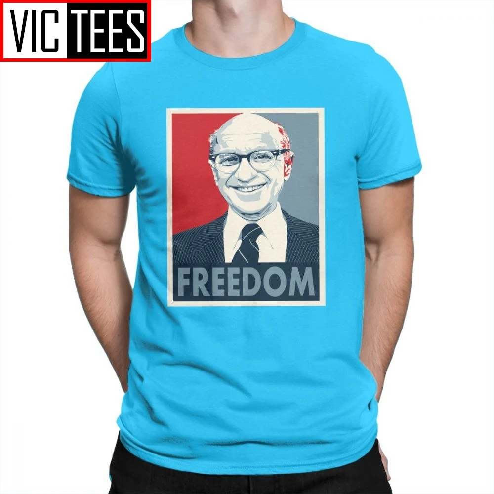 Milton Friedman футболка DTG с принтом для мужчин, хлопок, Ретро стиль, летние топы с коротким рукавом, футболка для мужчин - Цвет: Medium Blue