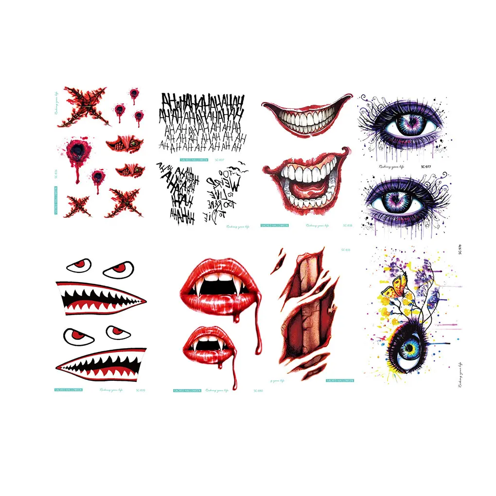 5pcs 5PCS Halloween Props Wound Blood Temporary Tattoos Children Fake Body Art Tattoo Sticker Women Hand Skin Tatoo - Цвет: 5pcs