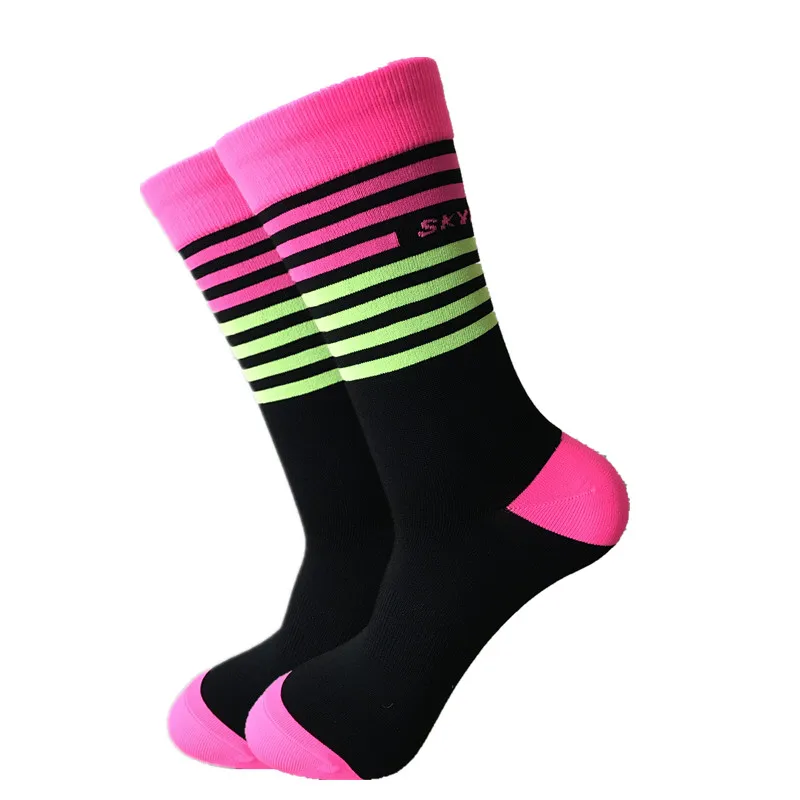 4se tw pink green Новые полосатые носки для велоспорта, профессиональные дышащие спортивные носки, носки для гоночного велосипеда - Цвет: 4se tw pink green