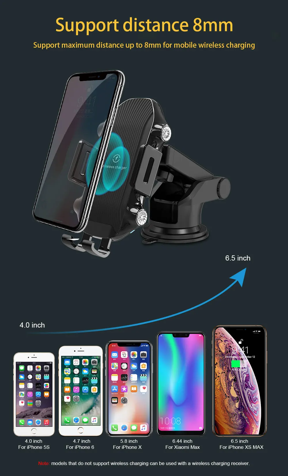 Qi Wireless Car Charger Mount Phone Holder For Samsung Note 10 Huawei iPhone Xr Xiaomi Automatic Clamping Induction Fast Charge