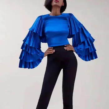 

2020 New Arrival 4 Colors Long Multilayer Sleeve O-Neck Night Club Celebrity Party Blouse