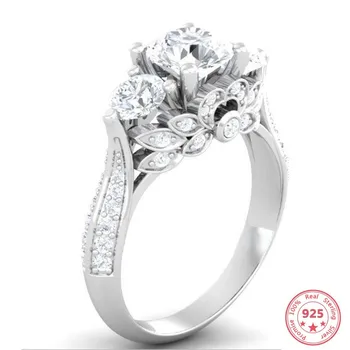 

S925 Silver Color 1.5 Carats Diamond Jewelry Ring for Women Bague Etoile Wedding Topaz Bizuteria Gemstone 925 Jewelry Ring Box