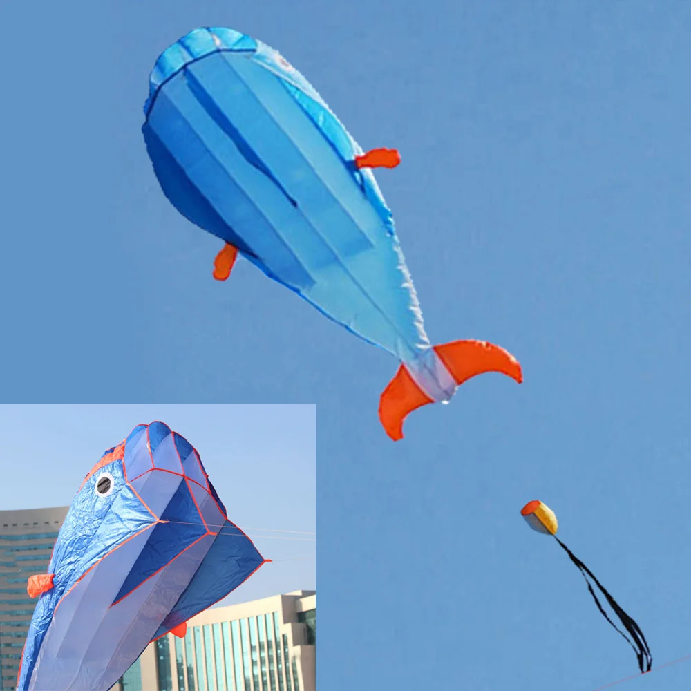 

3D Blue Kite Outdoor Sport Dolphins Flying Kites Toys Huge Dolphin Fly Kite Soft Parafoil Giant Easy to Fly Sport Kite Parachute