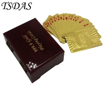 

USD $100 Dollar Bill Playing Cards Gold 24k Gold Foil Plated, Custom Playing Cards WIth Wooden Box For Birthday Party