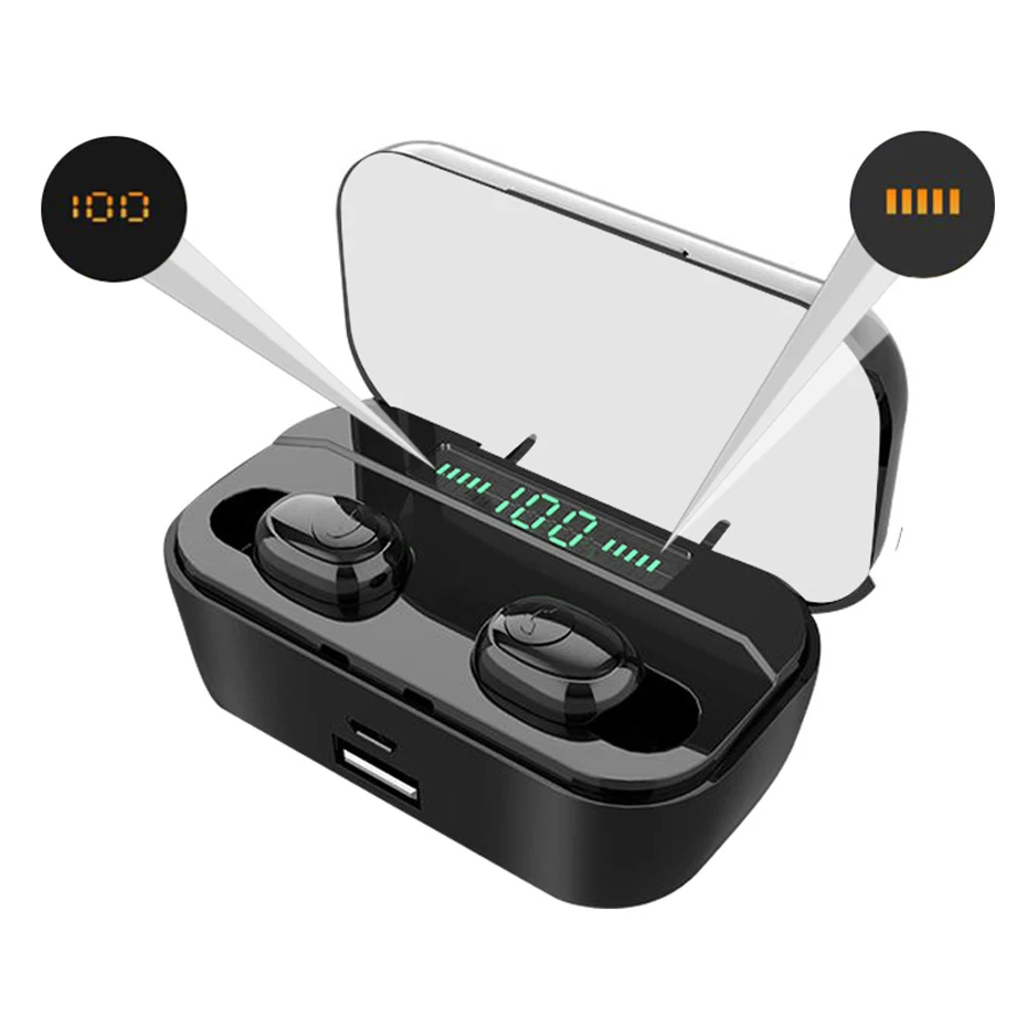 Binaural LED Беспроводные наушники UTRAI, Bluetooth 8D, стерео наушники TWS 5,0, гарнитура, светодиодный, сенсорное управление, водонепроницаемые, 3500 мА/ч, внешний аккумулятор, наушники - Цвет: Binaural LED