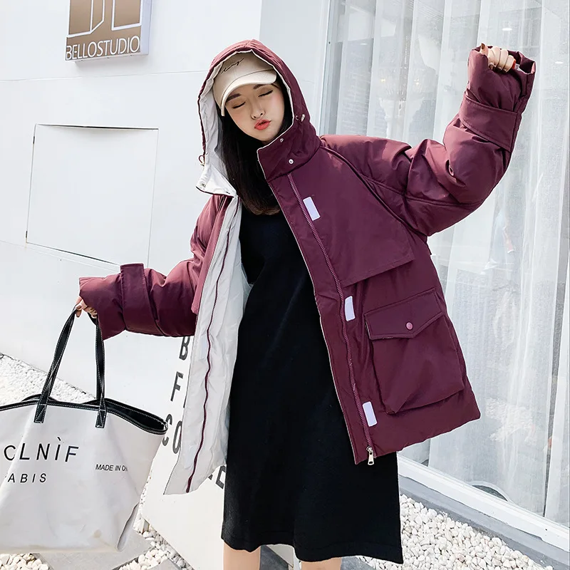 

Sale Cotton Coat Women's Mid-length 2019 New Style Korean-style Loose-Fit down Feather Cotton-padded Jacket Workwear down Coat W