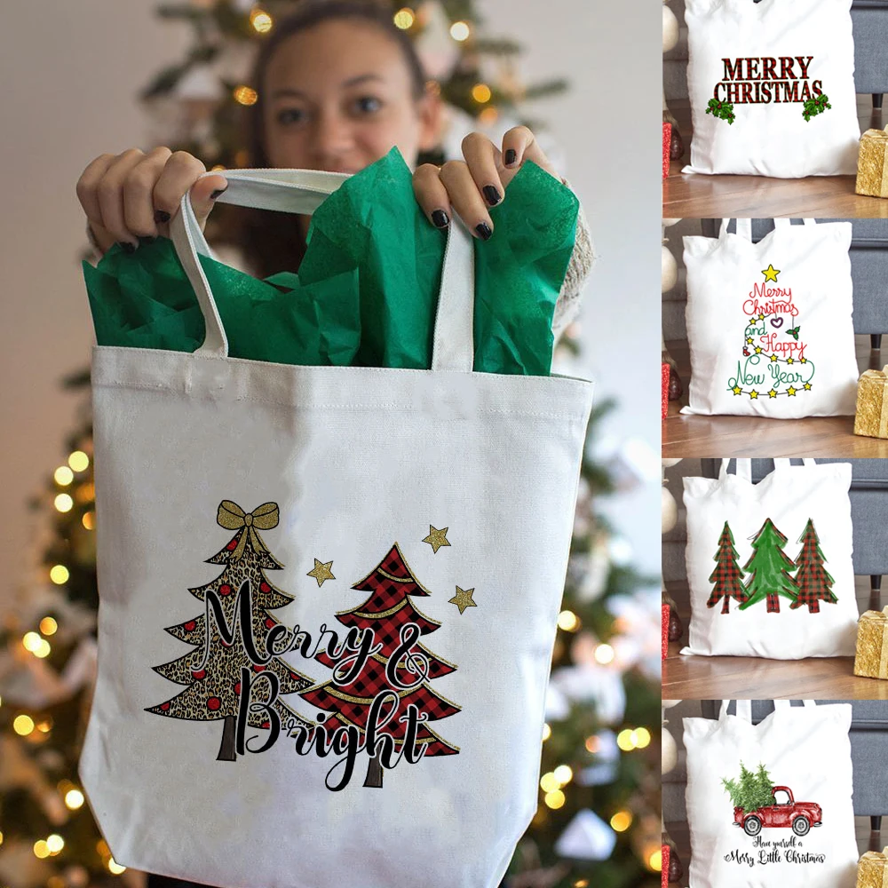 Тканевая сумка для покупок с надписью Merry Christmas многоразовая тоут складная модная