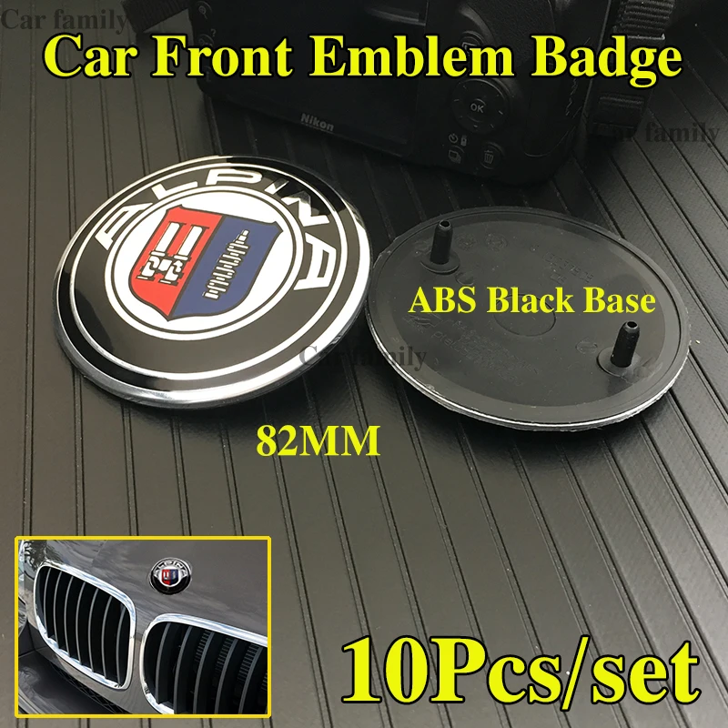 10pcs Black Base 2pins ABS Epoxy 82mm Car Sticker Auto Badge Hood Bonnet Front Boot Rear Trunk Logo Styling | Автомобили и