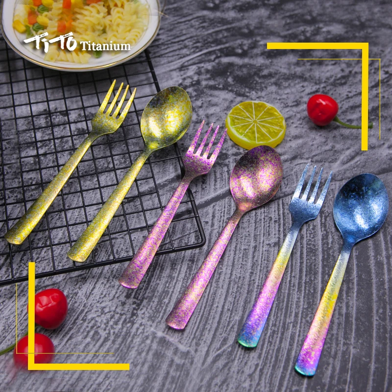 TiTo titanium Spork Longhandle наружная дорожная Титановая Ложка Вилка Portabale плоская посуда кемпинговая вилка ложка для спорта, туризма FB