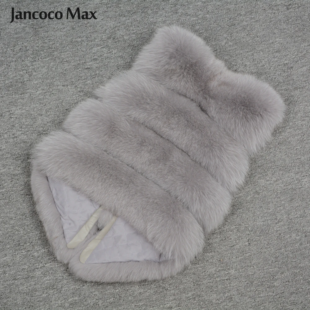 Jancoco Max 12 цветов топ мягкий толстый натуральный Лисий мех жилет 4 ряда женская