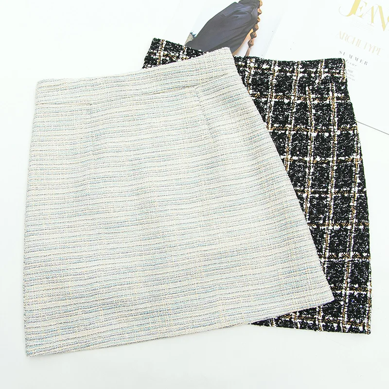 

Skirt Autumn Women's 2019 New Style Korean-style A- line Skirt Small xiang feng High-waisted Sheath Short Skirt