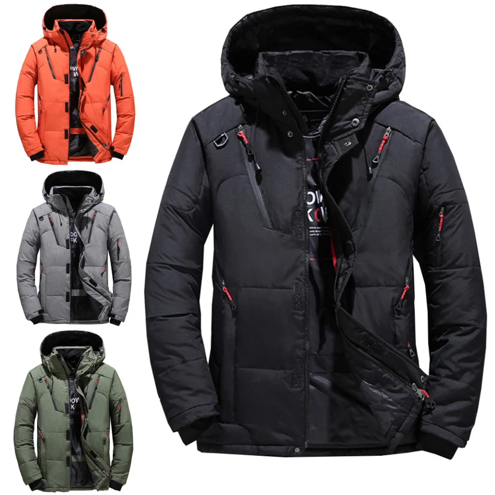 Men Winter Warm Thicken Slim Fits Short Down Jacket Zipper Hooded Outwear Coat Winter Jacket Men-15 Degree Outwear Coat Parka