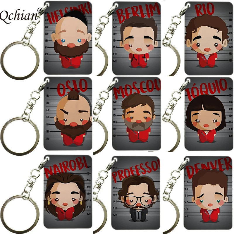 

Qute kawaii Spain TV play La casa de papel money heist Keychain Pendant Key Accessories Trinket Charm Women Girl Kids Keyring