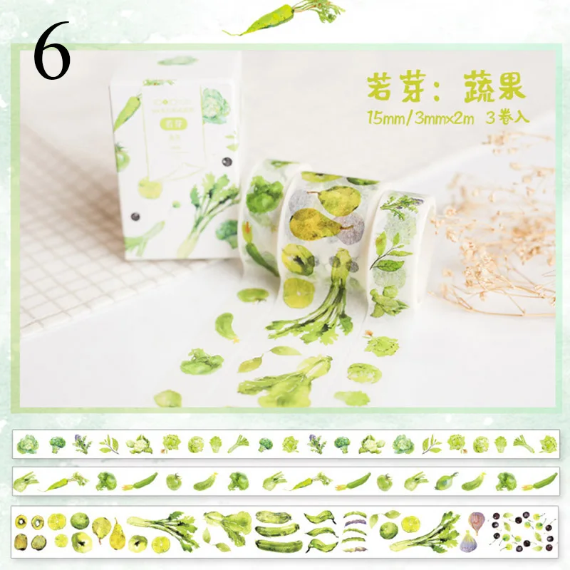 Kawaii Plant клейкая лента милая зеленая васи лента маскирующая лента для детей Скрапбукинг DIY фото принадлежности для альбома канцелярские принадлежности - Цвет: 6