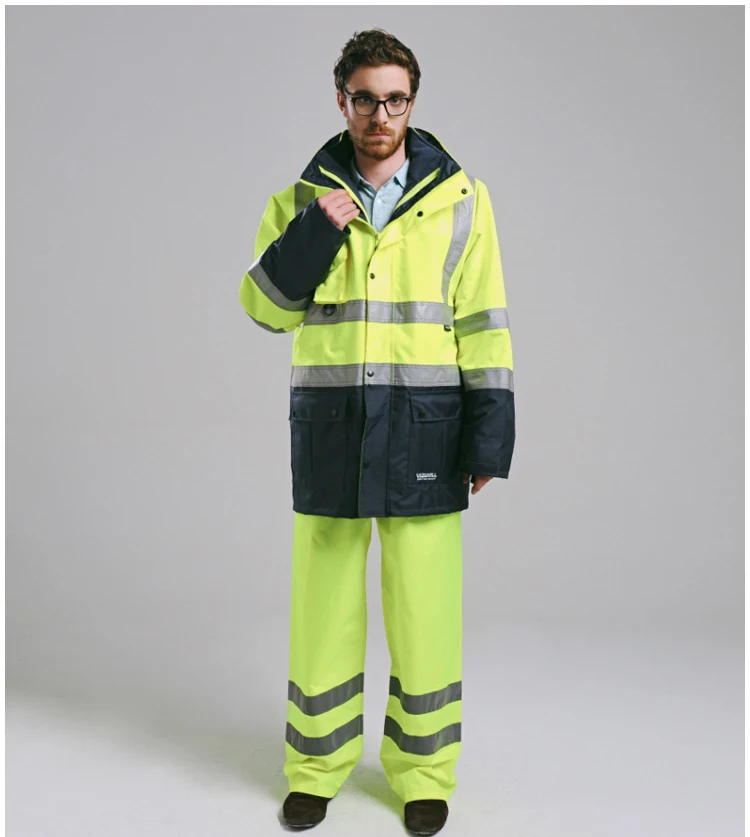 EN471 ANSI/море 107 AS/NZS Hi vis два тона водонепроницаемый 5 в 1 куртка со светоотрающей полосой orange рабочая одежда зимняя куртка