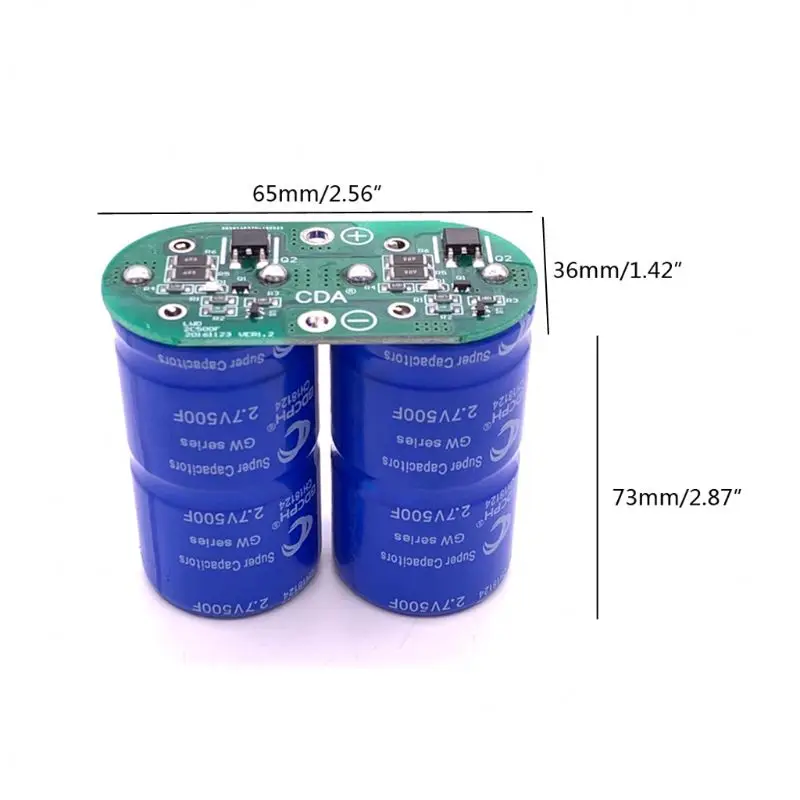 2pcs 2.7V 500F Super Farad Capacitor Single Row 5.4V 250F Low ESR Ultracapacitor ceramic capacitors kit