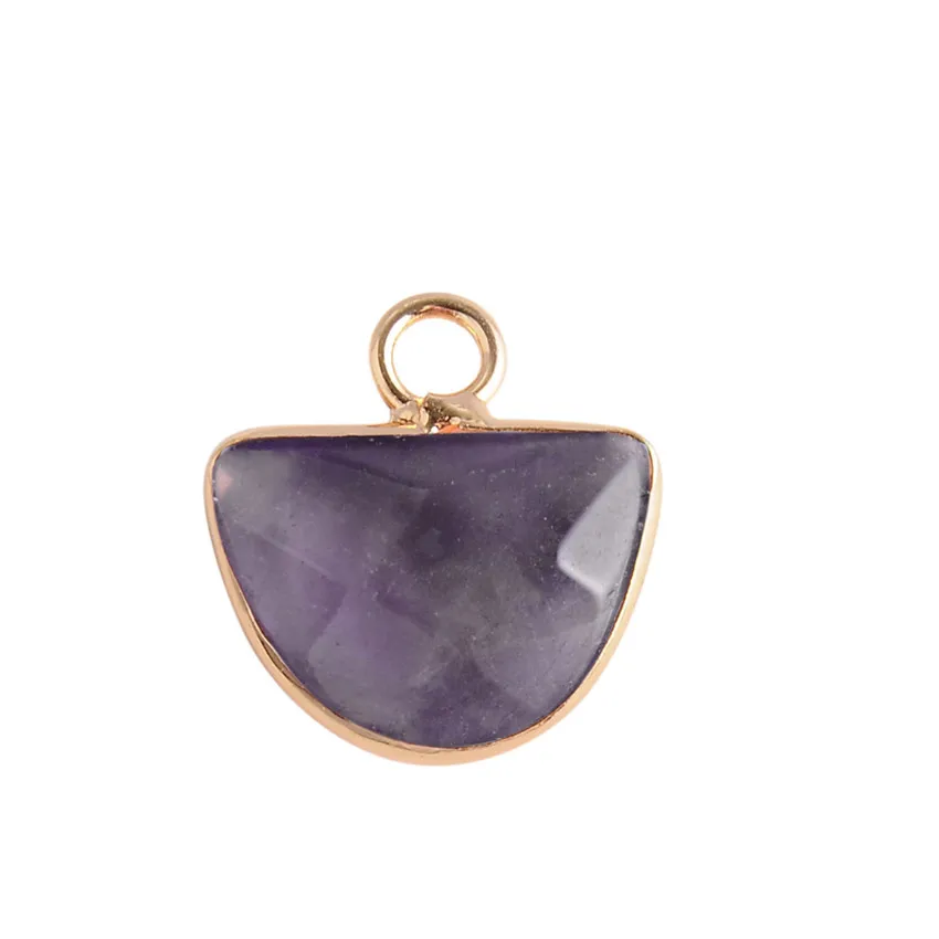 

FYSL Wholesale 10 Pcs Light Yellow Gold Color Geometric Shape Pendant Many Style Quartz Stone Jewelry