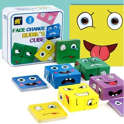 Jouets éducatifs pour enfants, blocs de changement d'émotion, Expressions, Puzzles, Cube, jeux de Table, apprentissage précoce, Montessori, nouvelle collection 