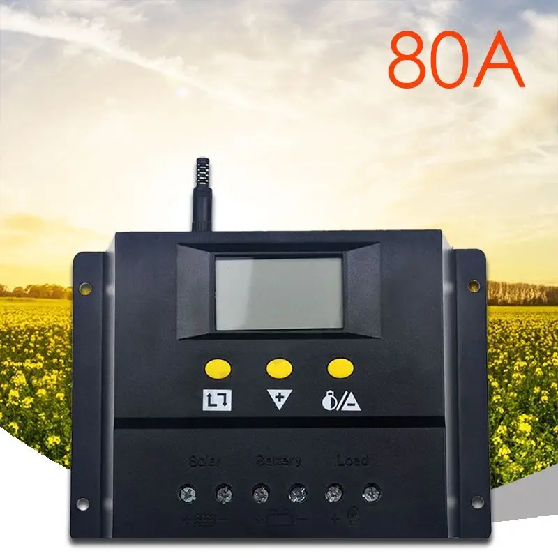 80A за максимальной точкой мощности Солнечный Контроллер заряда 12 V/24VDC PWM Батарея
