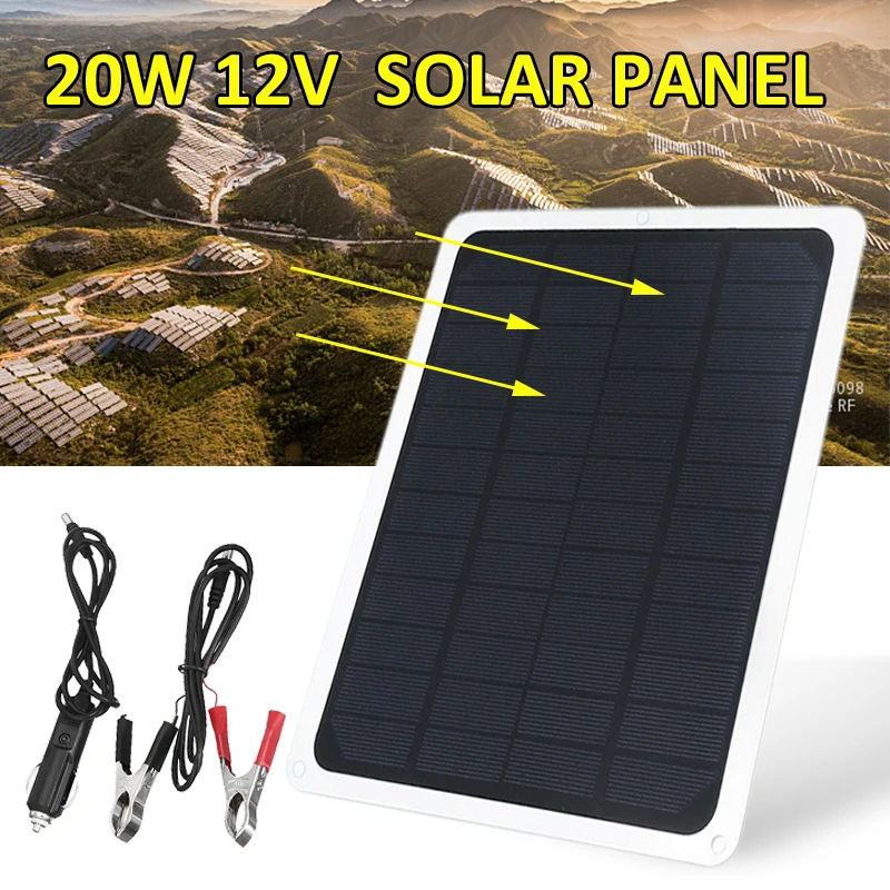 

12V Car Boat Yacht Solar Panel Trickle Battery Charger Power Supply Outdoor Emergency Monocrystalline Silicon Solar Batteries