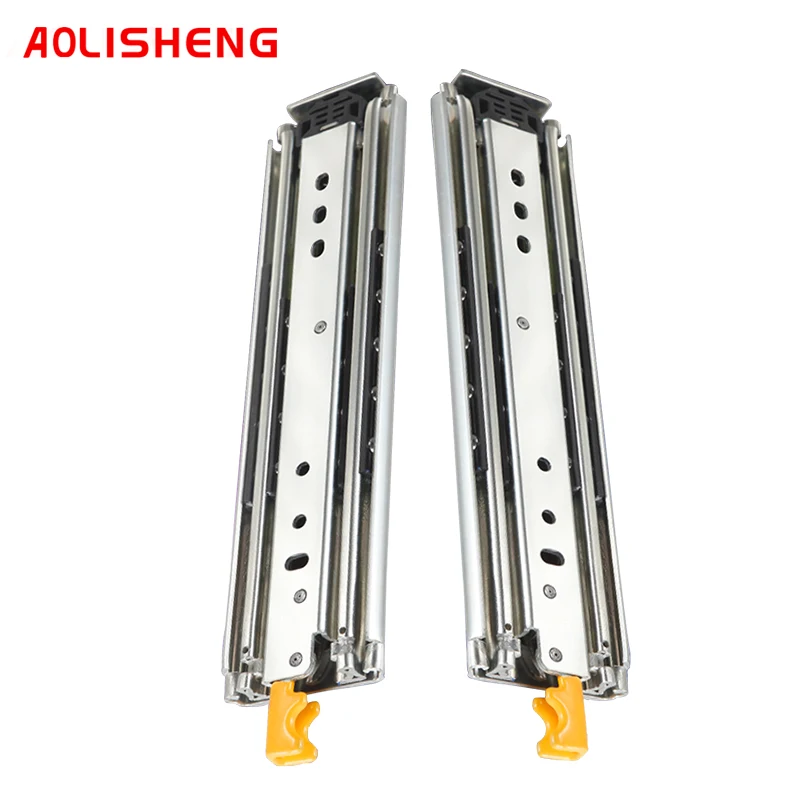 AOLISHENG 76mm 220 kg load Three-Section Fully Extended Drawer Slide Rail,Heavy Duty Drawer Slide Rail with Lock
