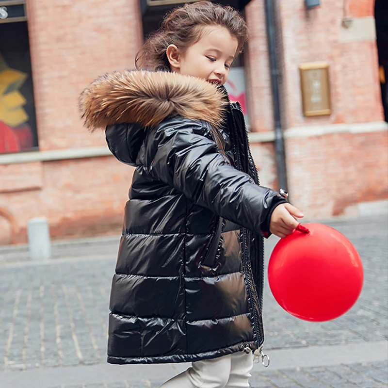 Girl Down Jacket Warm Child Down Parka Warm Coat Fur Kid Teenager Thickening Outerwear -30 Degrees Coats For Girls WJ88 (1)