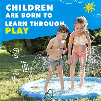 

170cm Summer Kids Inflatable Round Water Splash Play Pool Playing Sprinkler Mat Yard Outdoor Fun Multicolour PVC Material