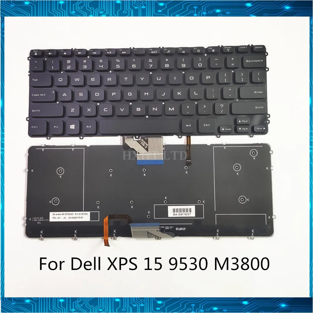 Оригинальная новая клавиатура для ноутбука Dell XPS 15 9530 M3800 с американской раскладкой с подсветкой, хорошая работа