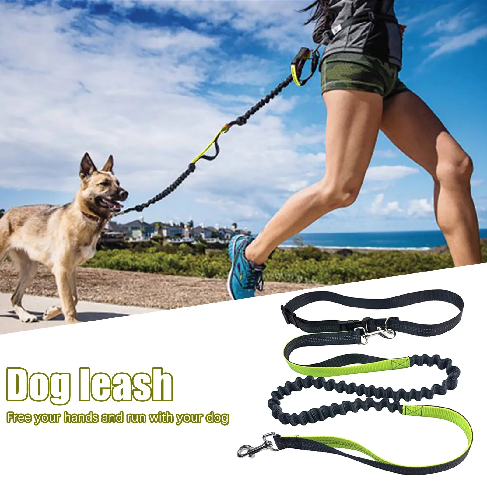 Hands Pets Dog Leash Traction Rope for Running Jogging Walking Hiking Reflective 