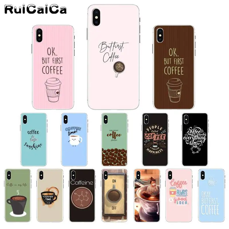 RuiCaiCa ОК но сначала кофе ТПУ мягкий чехол для телефона Fundas iPhone 11 pro XS MAX 8 7 6 6S Plus X 5 5S SE
