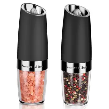 

2pcs Electric Kitchen Tools Mill Pepper and Salt Grinder With LED Light Peper Spice Grain Mills Porcelain Grinding Core Mill