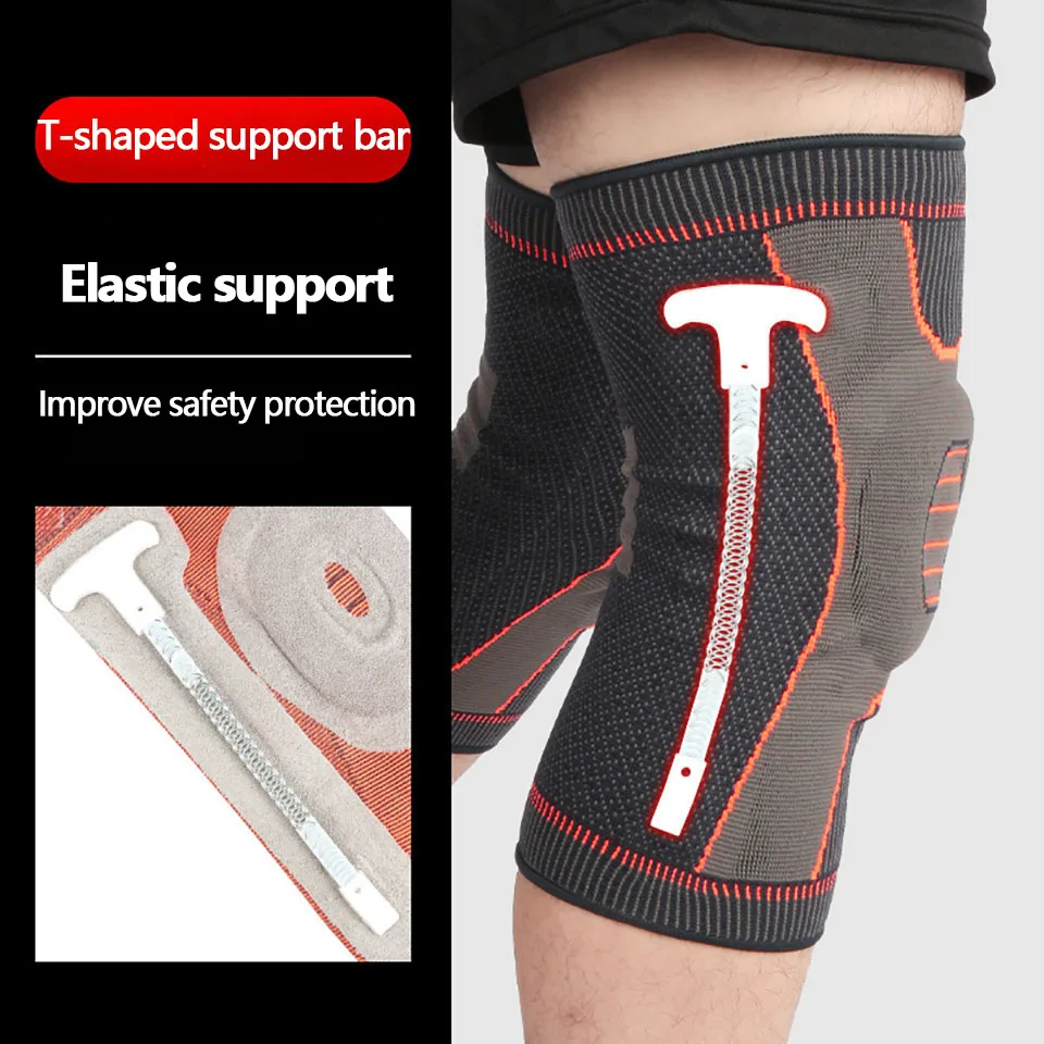 1Pcs S-2XL Large Size Runing Hiking Nylon Silicon Padded Knee Pads Support Brace Patella Protector Kneepad For Fat Person 4