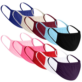 

10PCS Unisex Women and Men Face Mask Cotton Solid Color Washable Reusable Half Face Mask Can Insert Filter Mouth Mask Cover