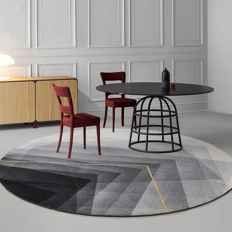 

Light luxury dresser round carpet simple line sketch balcony mat black and white tea table mat