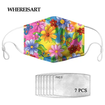

WHEREISART Summer Flower Pattern Ladies High Elastic Mouth Muffle Anti Fog Lower Face Cover Maskes Mascarillas