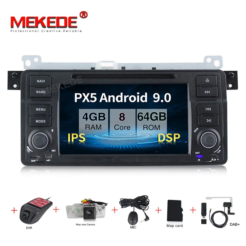 MEKEDE 1024x600 1din Android 9,0 ips DSP Автомобильный gps радио плеер навигация для BMW E46 M3 wifi BT 4 Гб ram DSP - Цвет: 64G CAMERA DVR DAB