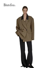 

【Biutefou】2022 Spring Women Original Design Long Silhouette Checked Blazer