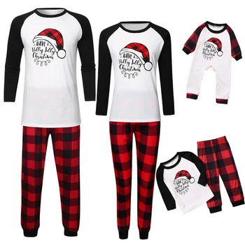 

Muyogrt Christmas Family Matching Outfits Adults Pajamas Set Mom Dad Baby Kids Elk Print Plaid Suit For Family Home Pajamas Set