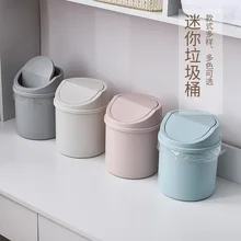 

Mini Desktop Multifunctional Trash Can Nordic Style Swing Cleaning Barrel Desktop Office Storage With Lid Garbage Bin