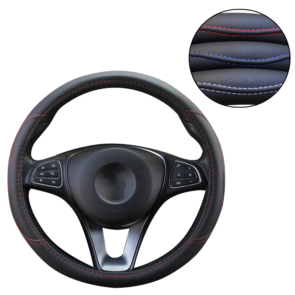 

Auto Decoration Breathable Anti Slip PU Leather Car-styling Suitable 37-38CM Car Steering Wheel Cover