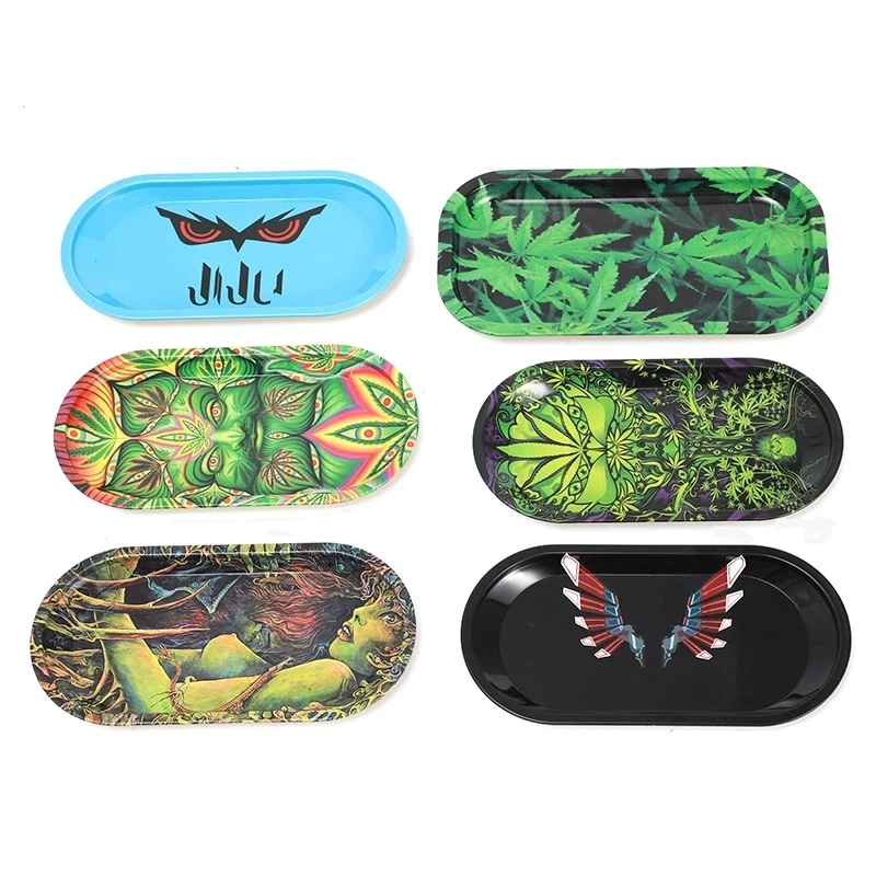 Wholesale 18.6cm*9.3cm Portable Metal Tray For Smoking Grinder Oval
