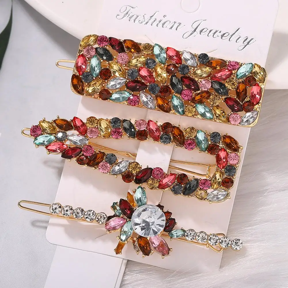 3pc/set Fashion Crystal Flower Hair Clip Women Za Hairpins Wedding Bridal Hairclip Barrettes Head Wear Ornament Hair Accessories jewelry accessories hair accessory hair clip