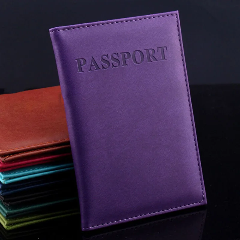1pc Multi-color Artificial Leather Passport Holder Couple Models Travel Passport Cover Unisex Card Case Card Holder