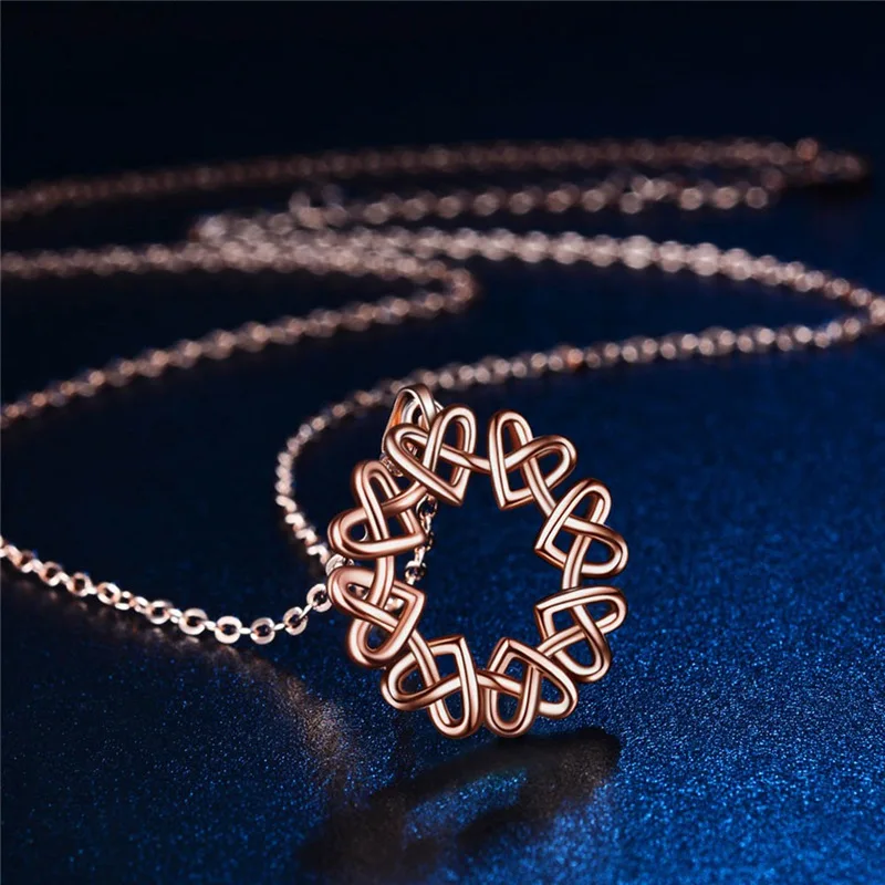 Exquisite Infinite Love Heart Rose   Necklace Pendant For Women Jewelry Accessories Gift  Valentine