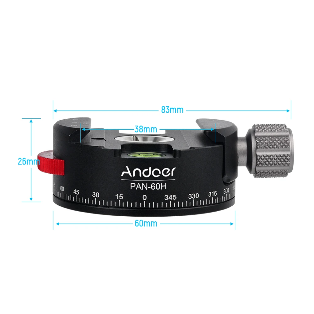 Andoer PAN-60H панорамная шаровая Головка штатива из алюминиевого сплава с вращателем для индексации DSLR камера штатив шаровая Головка