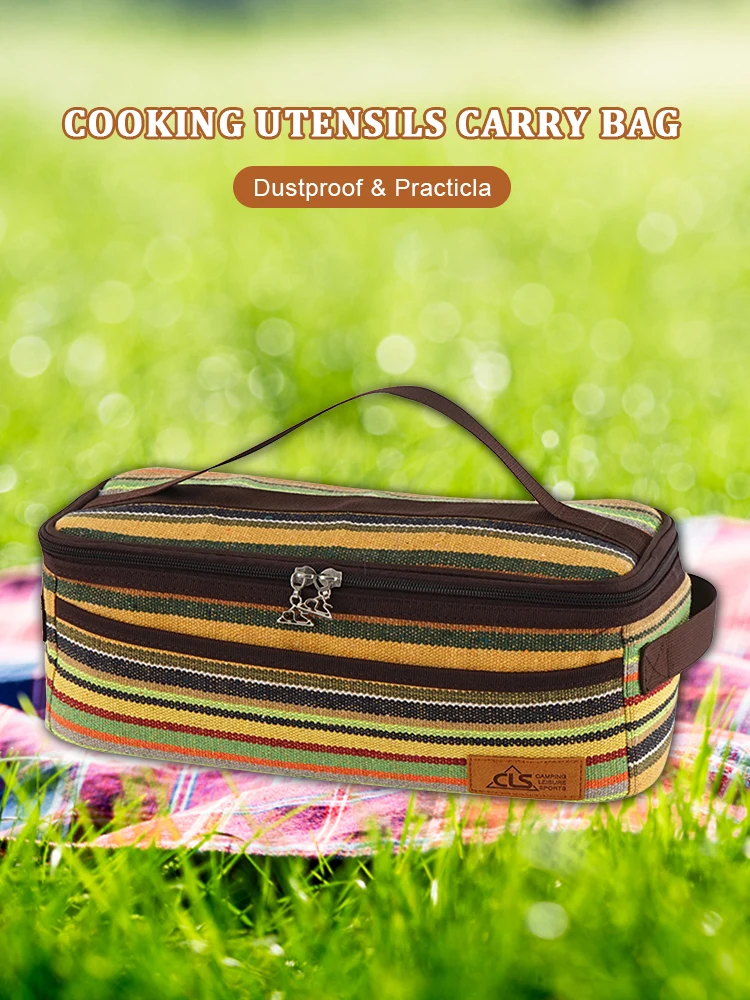 Portable Outdoor Camping Cookware Storage Bag In Ethnic Style Capacity
