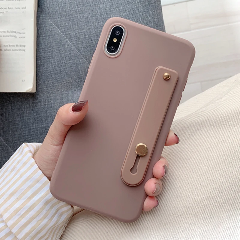 WristStand Khaki Простой матовый чехол-подставка для телефона Motorola Moto G7 power G6 Plus G5S G5 E5 Play E4+ X4 C Z3 - Цвет: WristStand Khaki