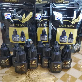 

10bottles 5ml Lady black glue eyelash extensions With Original Bag low irritation fast drying for sensitive skin Korea lash glue